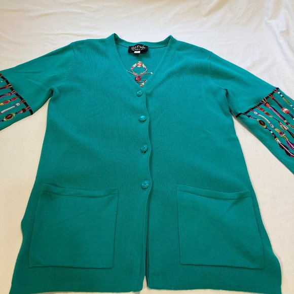 BOB MACKIE WEARABLE ART EMBROIDERED DREAM CATCHER CARDIGAN SIZE XS - Picture 1 of 8